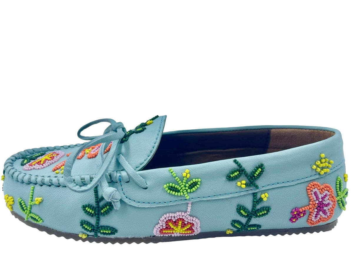ARIANNA BEADED MOCCASINS LIGHT BLUE– DE SIENA SHOES