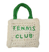 TENNIS CLUB RAFFIA TOTE BAG WITH WORDINGS