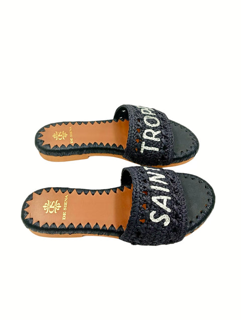 SAINT TROPEZ RAFFIA CROCHET RESORT SLIDES
