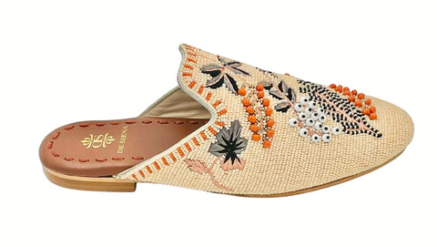 MEADOW BEADED SLIPPERS WITH FLOWER PATTERN
