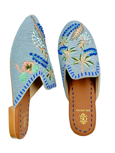 MEADOW BEADED SLIPPERS WITH FLOWER PATTERN