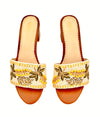 MEADOW BEADED HEELS WITH FLOWER PATTERN