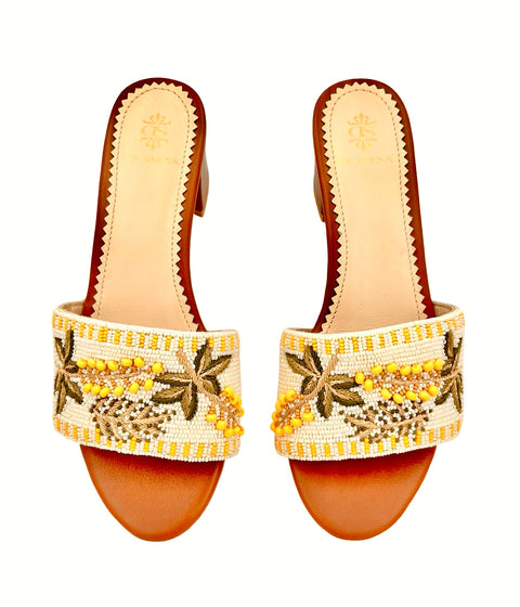 MEADOW BEADED HEELS WITH FLOWER PATTERN