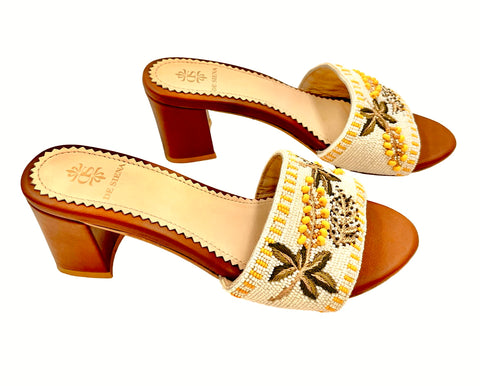 MEADOW BEADED HEELS WITH FLOWER PATTERN