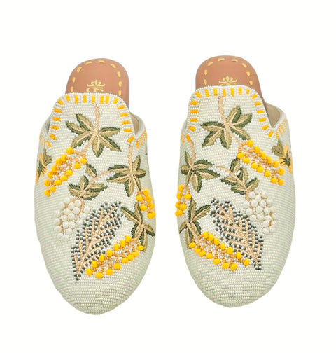 MEADOW BEADED SLIPPERS WITH FLOWER PATTERN