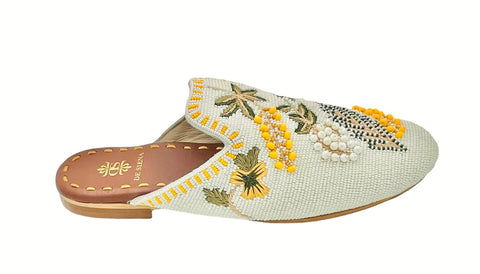 MEADOW BEADED SLIPPERS WITH FLOWER PATTERN