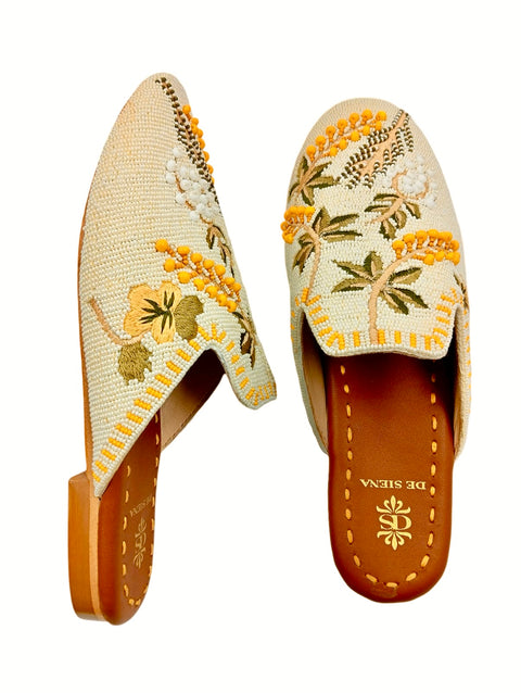 MEADOW BEADED SLIPPERS WITH FLOWER PATTERN