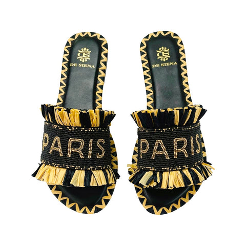 PARIS RAFFIA BEADED RESORT SLIDES