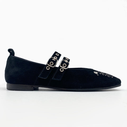 COPPER BALLERINA BLACK SUEDE