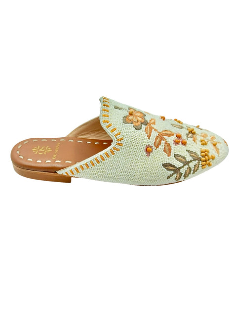 NELLA BEADED SLIPPERS WITH FLOWER PATTERN