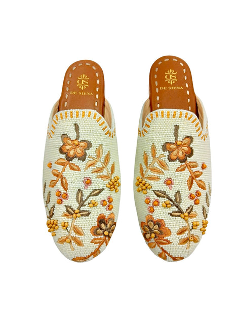 NELLA BEADED SLIPPERS WITH FLOWER PATTERN