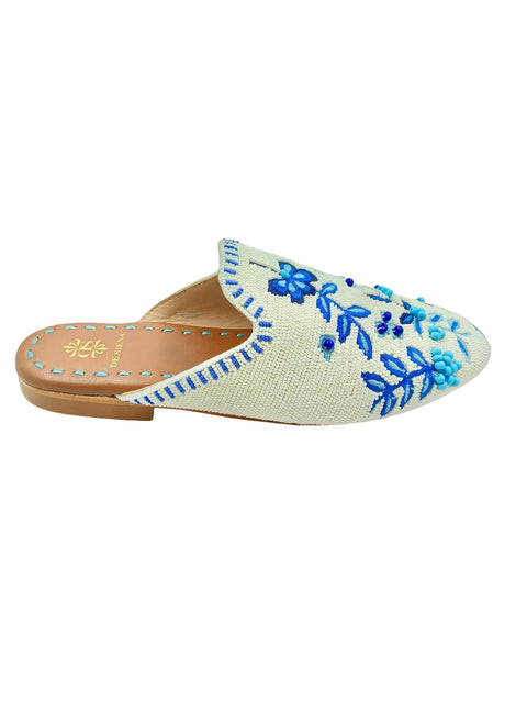 NELLA BEADED SLIPPERS WITH FLOWER PATTERN