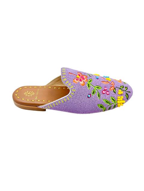 NELLA BEADED SLIPPERS WITH FLOWER PATTERN