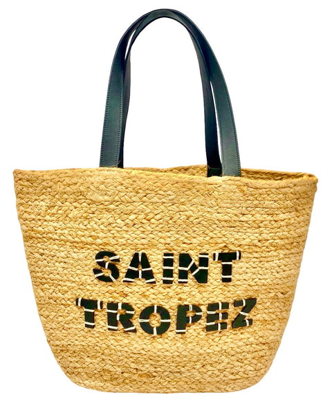 SAINT TROPEZ JUTE RESORT BASKET NATURAL BLACK