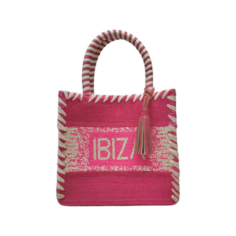 IBIZA SMALL BEADED RESORT BAG PINK