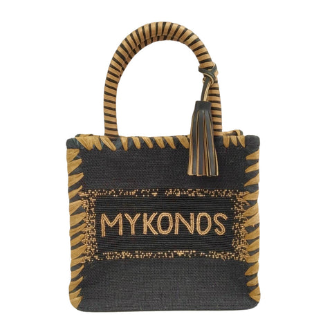 MYKONOS SMALL BEADED BAG BLACK GOLD