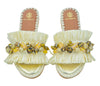 DAFINA RAFFIA SLIDES WITH PEARLS