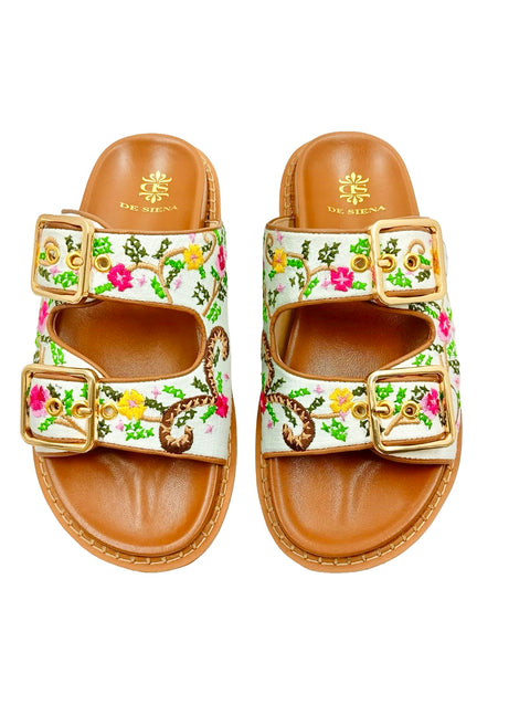 NATASHA FUSSBETT WITH EMBROIDERED FLOWER PATTERN