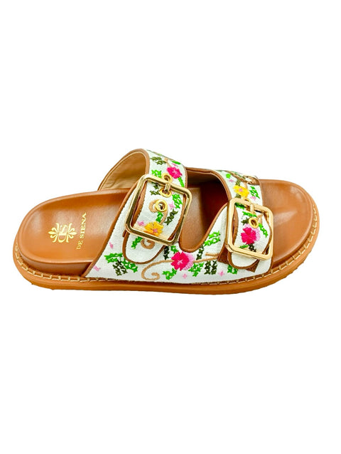 NATASHA FUSSBETT WITH EMBROIDERED FLOWER PATTERN