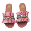 AVA RAFFIA SLIDES WITH CRYSTALS