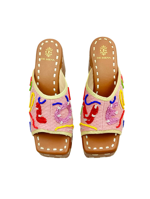 GIANA "LOVE" EMBROIDERED WEDGE