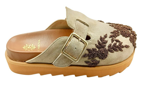 HEIDI FUSSBETT CLOGS WITH FLOWER EMBROIDERY
