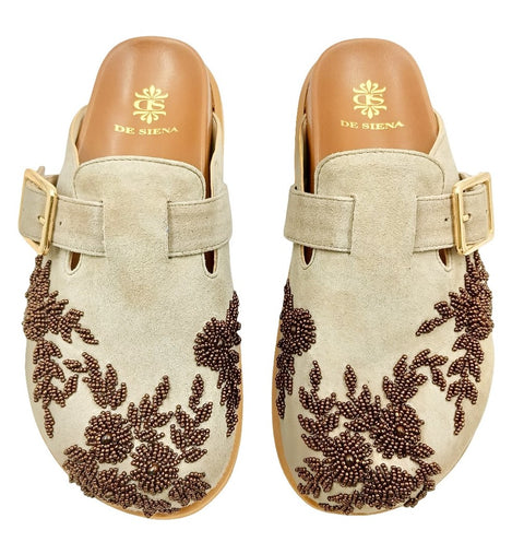 HEIDI FUSSBETT CLOGS WITH FLOWER EMBROIDERY