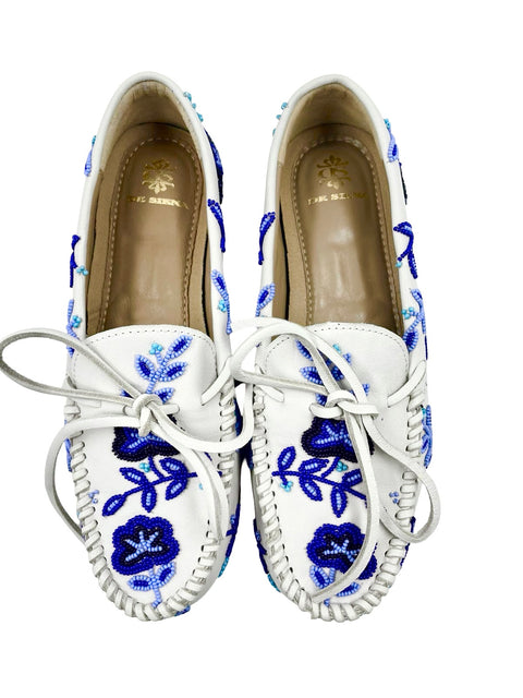 ARIANNA BEADED MOCCASINS OFFWHITE BLUE