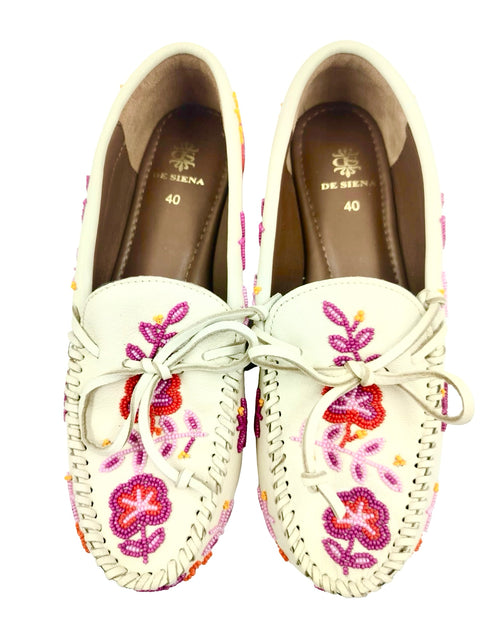 ARIANNA BEADED MOCCASINS OFFWHITE PINK