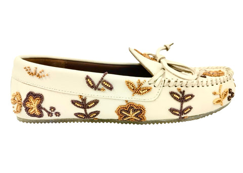 ARIANNA BEADED MOCCASINS OFFWHITE GOLD