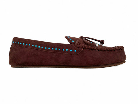 ASE BEADED SUEDE MOCCASINS BROWN