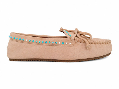 ASE BEADED SUEDE MOCCASINS OCHRE