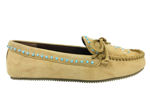 ASE BEADED SUEDE MOCCASINS OCHRE