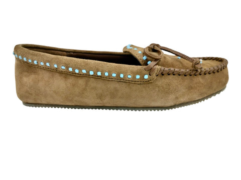 ASE BEADED SUEDE MOCCASINS TOBACCO