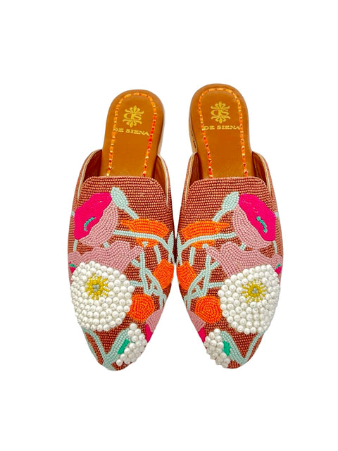 EMMA BEADED SLIPPERS WITH FLOWER PATTERN