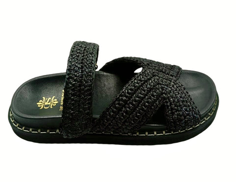 ZOEY WOVEN RAFFIA FUSSBETT WITH STRAP