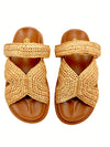 ZOEY WOVEN RAFFIA FUSSBETT WITH STRAP