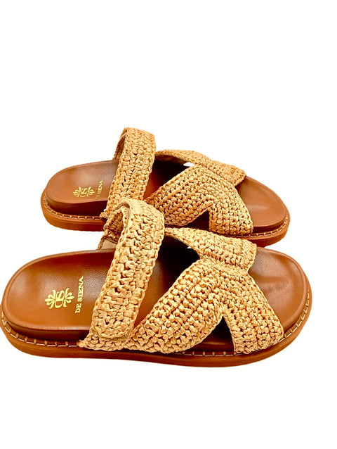 ZOEY WOVEN RAFFIA FUSSBETT WITH STRAP