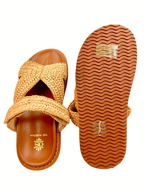 ZOEY WOVEN RAFFIA FUSSBETT WITH STRAP