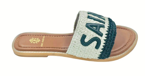 SAINT TROPEZ RAFFIA CROCHET RESORT SLIDES