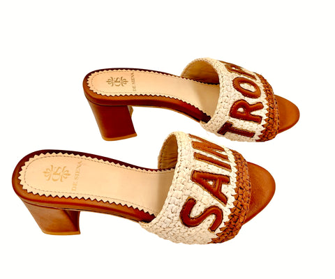 SAINT TROPEZ RAFFIA CROCHET RESORT HEELS