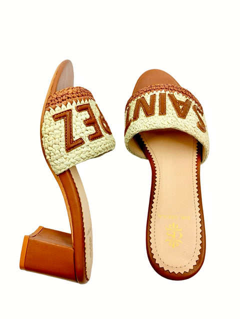 SAINT TROPEZ RAFFIA CROCHET RESORT HEELS
