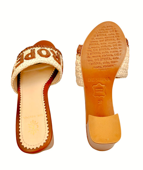 SAINT TROPEZ RAFFIA CROCHET RESORT HEELS