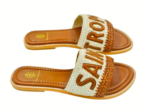 SAINT TROPEZ RAFFIA CROCHET RESORT SLIDES