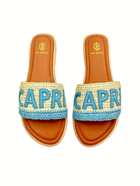 CAPRI RAFFIA CROCHET RESORT SLIDES