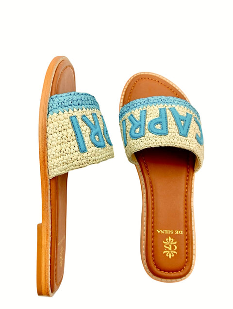 CAPRI RAFFIA CROCHET RESORT SLIDES
