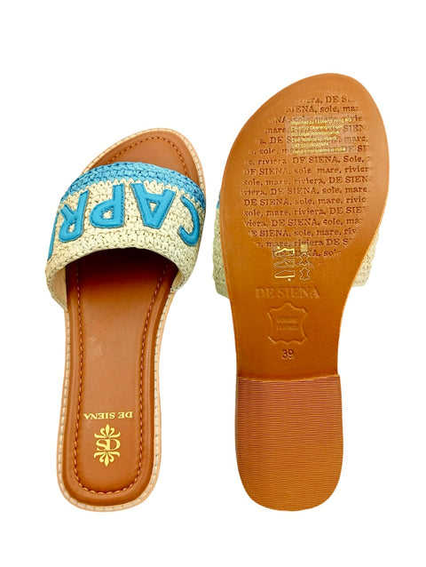 CAPRI RAFFIA CROCHET RESORT SLIDES