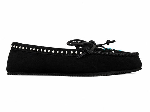 ASE BEADED SUEDE MOCCASINS BLACK