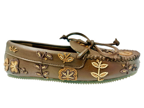 ARIANNA BEADED MOCCASINS BROWN GOLD